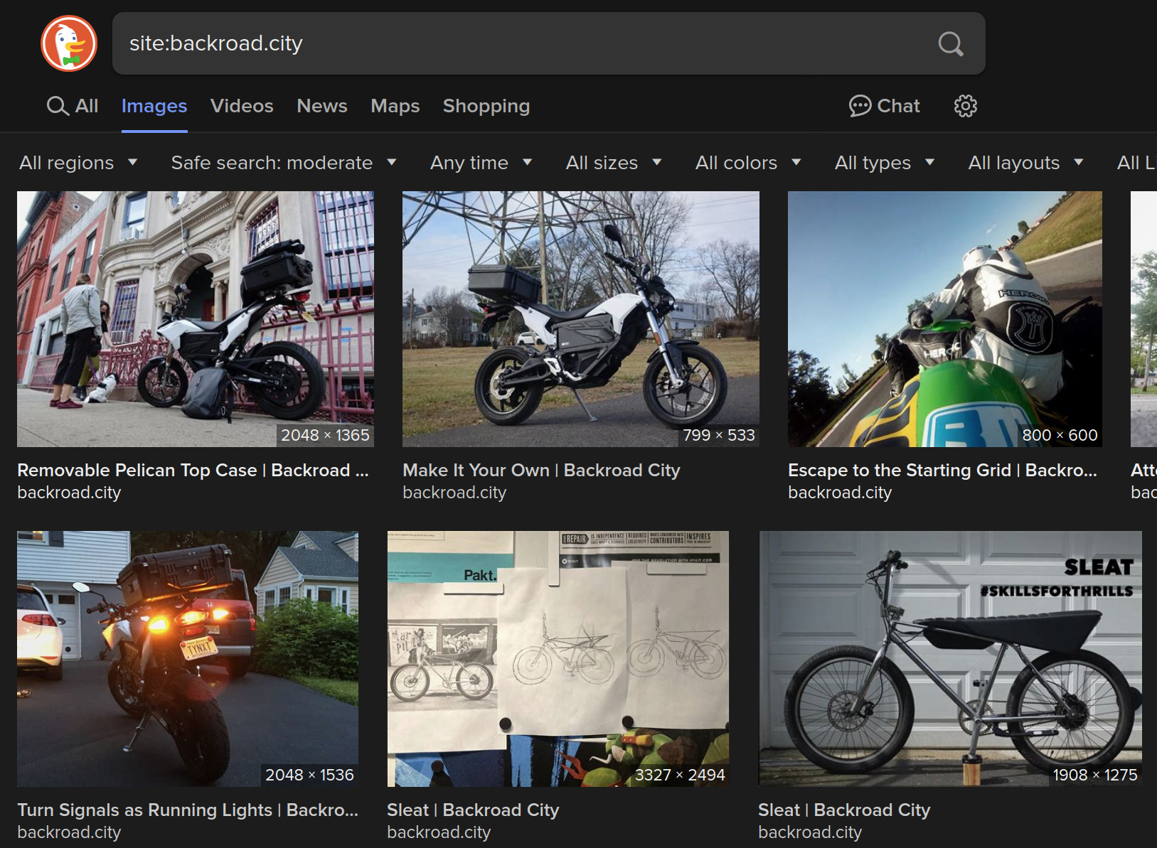 screenshot of duckduckgo images page