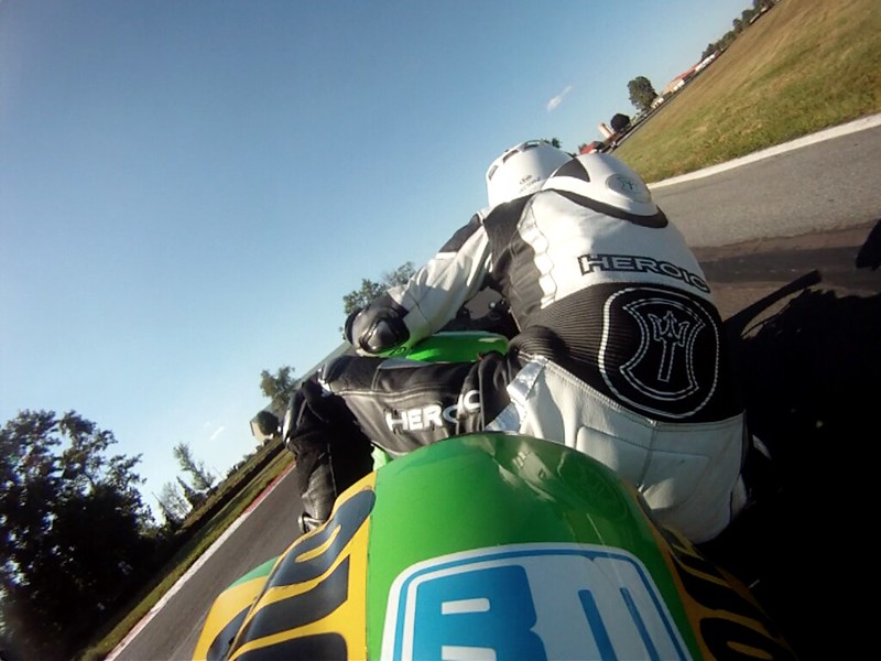 Motorcycle racer leaning off